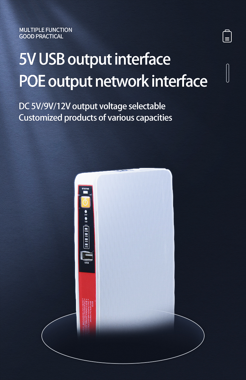 15W Multifunctional Mini DC UPS Power Supply for Wifi Router TV 5V 9V 12V 19V 24V 2A