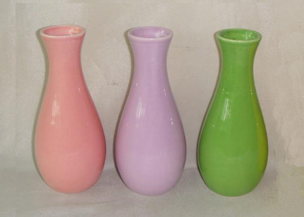 Round Shape Ceramic Vases And Pots Solid Color Glazed Vase Flower Pot For Spring