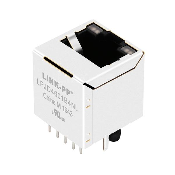 LPJD4601B4NL 100/1000 Base-T Vertical RJ45 Female Connector Green&Yellow/Green