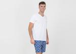 Cotton Jersey Men'S V Neck Pajamas / Mens T Shirt And Shorts Pyjamas With Side