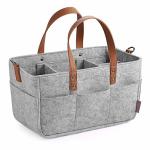 Tote Washable Diaper Caddy Nursery Storage Grey Cotton Felt