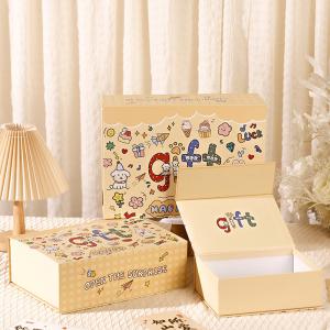 China T shirt folding gift box Beige Playful Animal Graphics magnetic closure gift box on sale