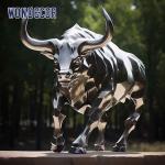 Large outdoor park metal art abstract animal hollow bull stainless steel