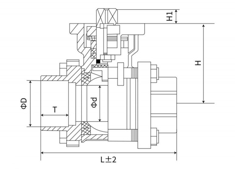 Pneumatic SS316 Full Port 3PC Ball Valve