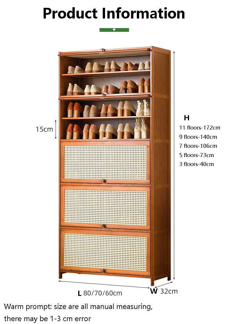 Bamboo 5 Tier Wooden Shoe Rack Storage Organizer Furniture
