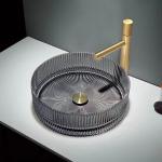 Colorful Crystal Glass Wash Basin Cylindrical Shape Countertop Basin Bowl
