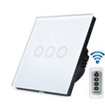 EU Standard White Crystal Glass Panel Touch Switch AC220V Wireless Remote