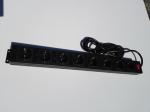 Germany Black 8 Outlet Power Bar With Extra Long Cord / Aluminum Housing Schuko