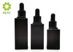Matte Black Glass Empty Cosmetic Bottles For Essential Oil / Serum 20ml 30ml