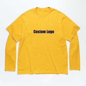 Wholesale Graphic Printing Acid Stone Wash Vintage Double Layer Long Sleeve T Shirt for Men from china suppliers