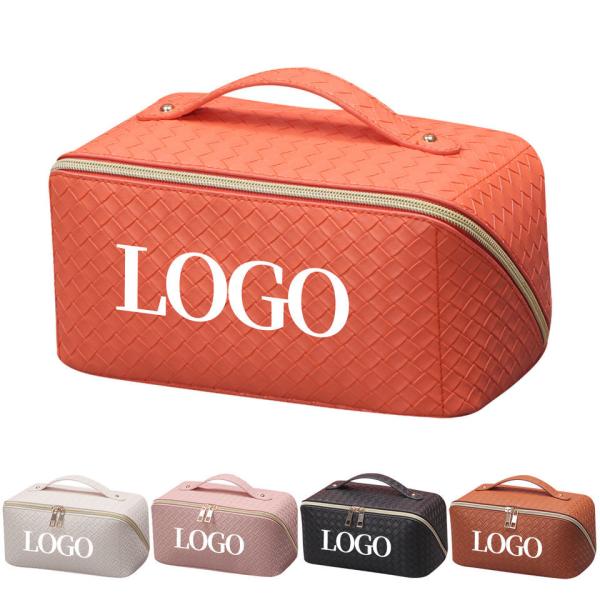 Customized New Arrival Luxury Portable Pu Large White Leather Travel Toiletry
