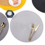 Blue PVC Golden Round Christmas Dining Table Place Mat for Dining Room and