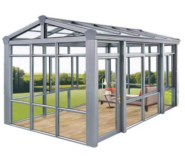 Modern Design Free Standing Waterproof Aluminum Frame Glass House Prefab Green