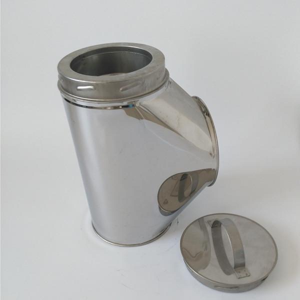 Insulated 6 Double Wall Chimney Pipe Stainless Steel Tee W / Cap Twist