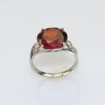 925 Silver with 12mm Round Cubic Zirconia Garnet Ring(R152)