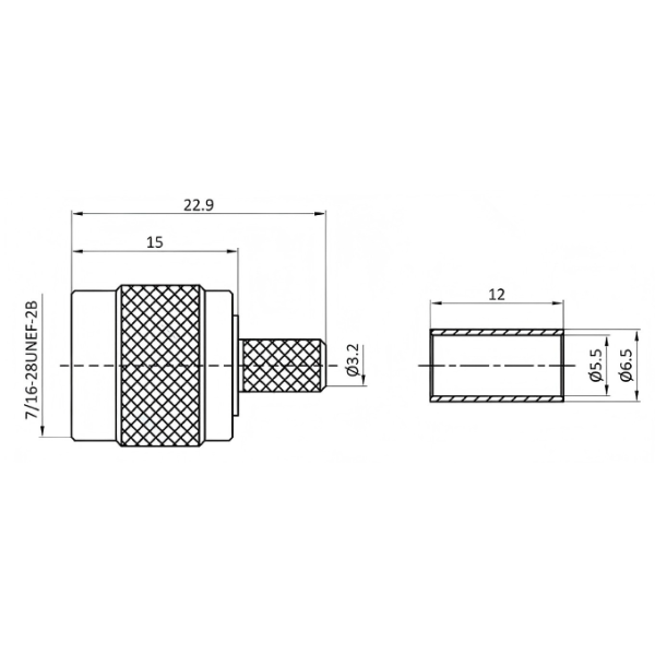 DC-6GHz Waterproof TNC Male Connector 50 Ohm Straight Crimp Type for RG58 Coaxial Cable