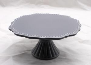 Wholesale 11 Inch Diameter Gray Ceramic Cake Plate , Dolomite Handmade Round Cake Stand Cake Tool from china suppliers
