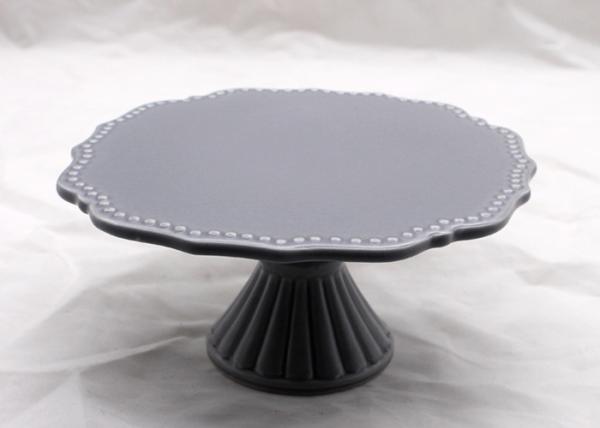 11 Inch Diameter Gray Ceramic Cake Plate , Dolomite Handmade Round Cake Stand