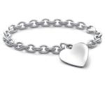 Men's 925 Sterling Silver Heart Charm Big Bracelet for Sophisticated Look