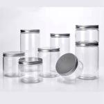 1oz 2oz 4oz 8oz Clear Plastic Jars Food Storage PET Straight Sided With Aluminum