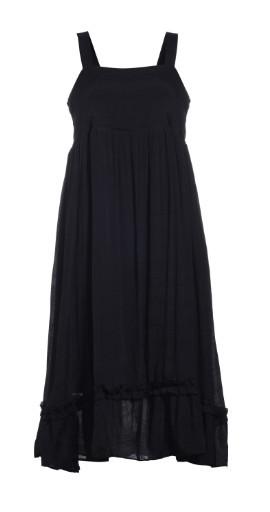 Black Color Chiffon Plus Size Slip Dress Polyester Material With Flounce Hem And