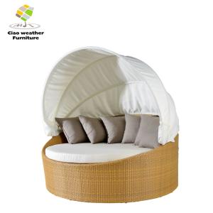 Wholesale Outdoor Garden Rattan Woven Round Bed with Canopy NO Foldable 2-3 Years Rattan from china suppliers