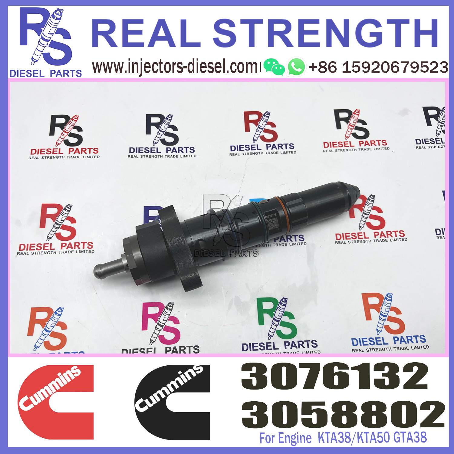 Cummins Diesel Engine Fuel Injector 3076132 K38 QSK38 K50 QSK50 NT855