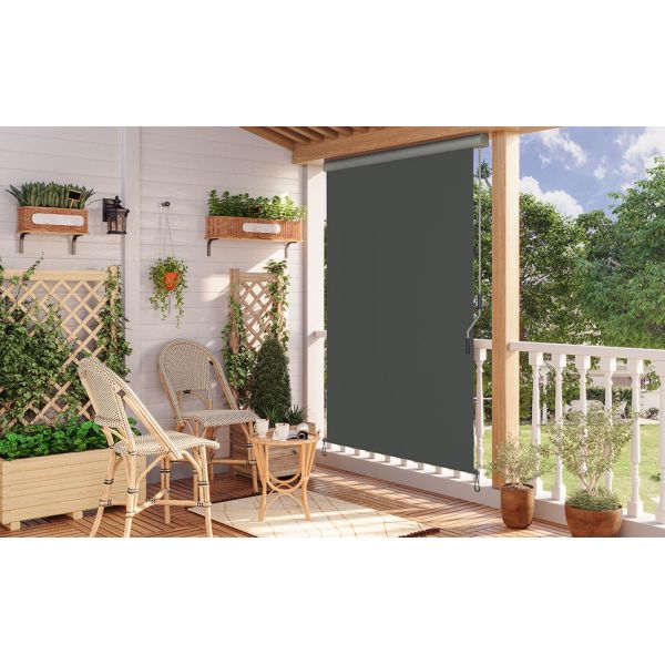 Aluminum Frame Manual Operation Sunscreen Awning for Vertical Windows and Roller Blinds