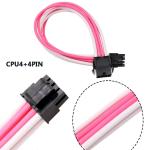 Pink&white jacketed wire Sleeved Extension Cable Kit ATX CPU PCI-E Extension