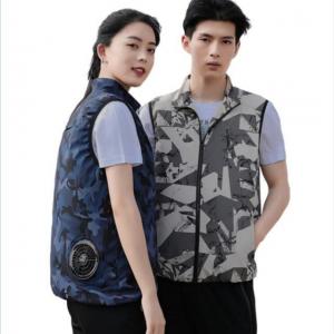 China Sleeveless Cooling Vest With Fan Camouflage Blue Two holes fan installation on sale