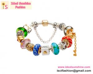 Wholesale Valentine gift Silver bracelet with European charm beads silver colourful beads jewelry from china suppliers