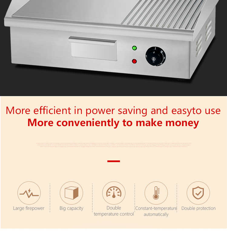 Non-Stick Stainless Steel Electric Flat Top Griddle and Grill for Restaurant Kitchen