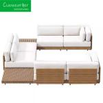 Modern Teak Outdoor Sofa Set Solid Wood Waterproof Sun Protection Hotel Garden