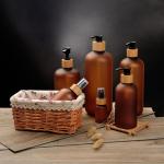 300ml 500ml Biodegradable Bamboo Cap Amber Matt Black PET Bottle for in Other