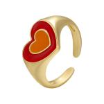 Summer Jewelry 14k Gold Plated Rings Open Adjustable Colorful Enamel Double