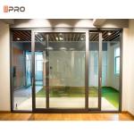 Exterior Balcony Aluminium Sliding Glass Doors System White Triple Glass Pocket