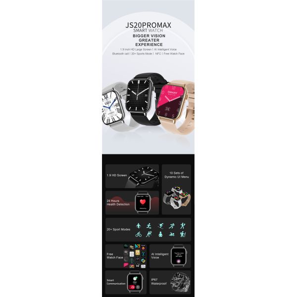 Eraysun JS20 Smart Watch Fitness Waterproof BT Smartwatch Big Screen Men Custom Reloj Inteligente Relojes Smart Watches