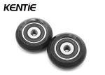 Black PU Round Plastic Nylon Roller Wheels M5x28x8mm For Electronic Product