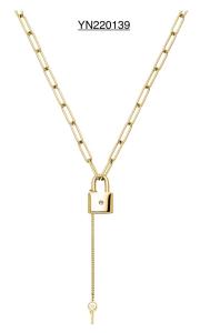 Wholesale Love Token Key Lock Necklace K Gold Stainless Steel Long Rhinestone Necklace from china suppliers