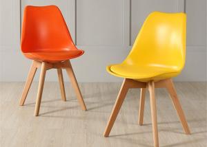 Wholesale High-quality modern colorful plastic tulip dining chair with beech wood legs, suitable for dining room and living room from china suppliers