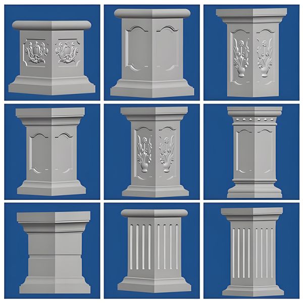EPS Foam Stucco Pillars Columns Moulding Square Relief Fake Roman Columns