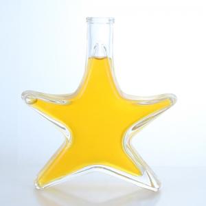 China Whiskey Gin Rum Vodka Glass Liquor Bottle Star Shape with Cork Top and Glass Base on sale