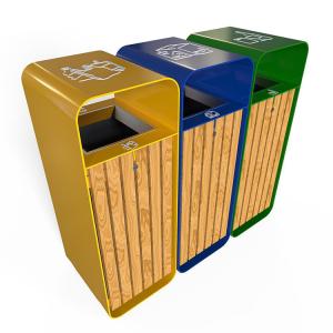 Wholesale Outdoor Classification 13 Gallon 850mm 3 In 1 Wood Garbage Bin from china suppliers