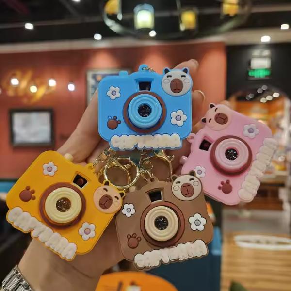 Capybara Projection Camera Cute Car Keychain Multi Functional​​ Custom Car