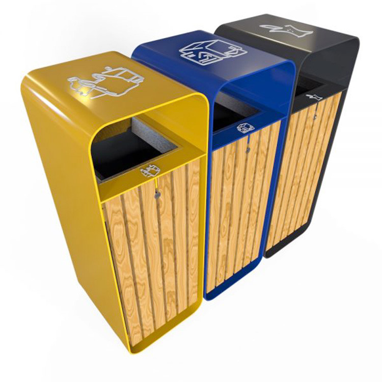 Outdoor Classification 13 Gallon 850mm 3 In 1 Wood Garbage Bin