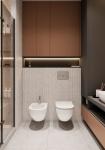 Black And Orange Customized Bathroom L Shaped Bathroom Cabinet ISO9001
