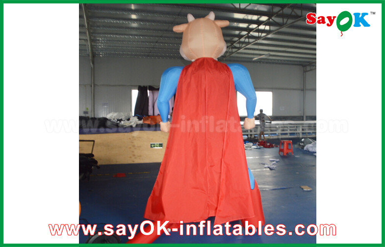 Blue / Red Inflatable Superman Cow Customized Animal Character Inflatable Model