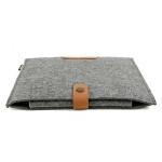 100% Felt Lightweight Padded Laptop Bag / Sleeve Metal Button Closure Grey Color