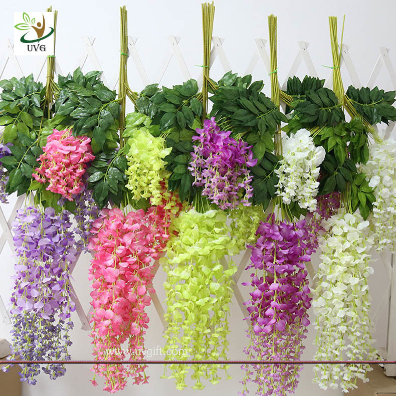 UVG 110cm faux floral arrangements long shoot wisteria silk flowers for wedding decoration WIS016