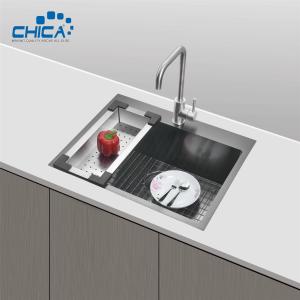 Wholesale Black Handmade House Kitchen Sinks Single Bowl SUS304 Stainless Steel Kitchen Sinks With Faucet from china suppliers